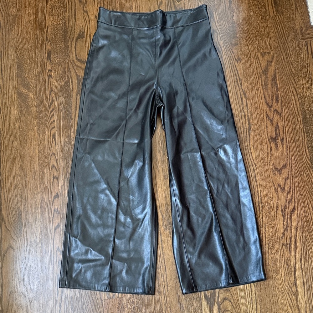 Black Faux Leather Wide-Leg Pants